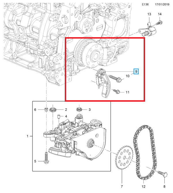 Opel Merıva B Yağ Pompa Zincir Gergisi 2010-2017 Modeller Arası 1.6 Dizel Motor Orijinal Ürün 55573877