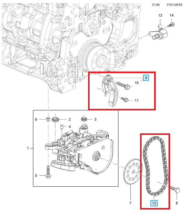 Opel Mokka Yağ Pompa Zincir ve Gergi Seti 2013-2019 Modeller Arası 1.6 Dizel Motor Ina Marka INA 558 0083 10