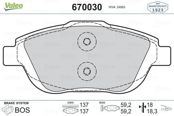 Opel Corsa F Ön Fren Balata Takımı 2019 Model ve Sonrası Valeo Marka 670030